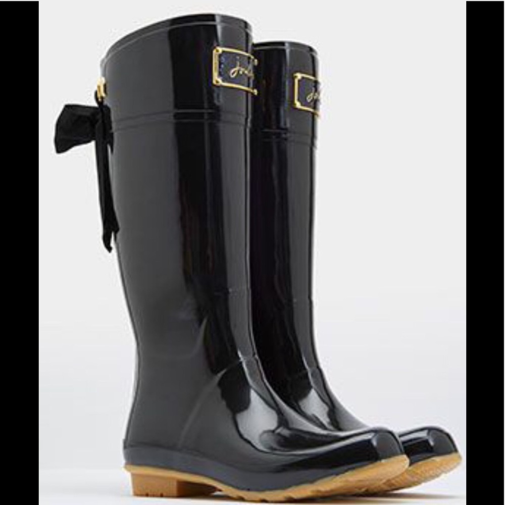 NWT Joules Evedon Black Bow Wellies